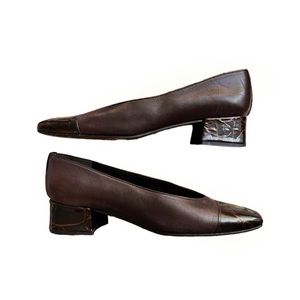 FLASH SALE! Stuart Weitzman Vintage Brown Leather Block Heel Ballet Loafer